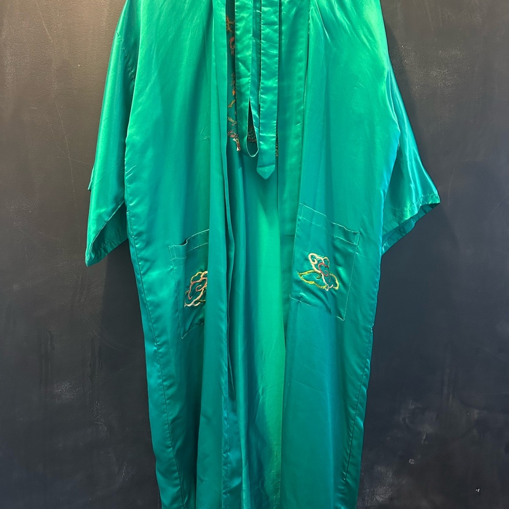 Vibrant Green silk Kimono Robe